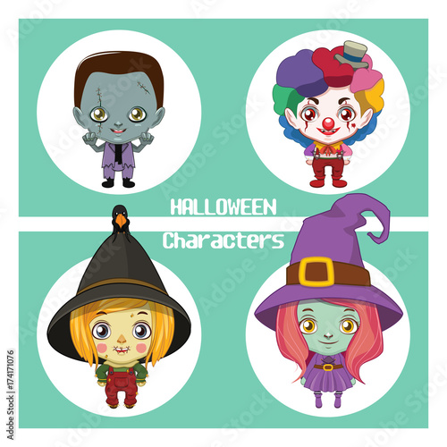 Cute Halloween characters collection