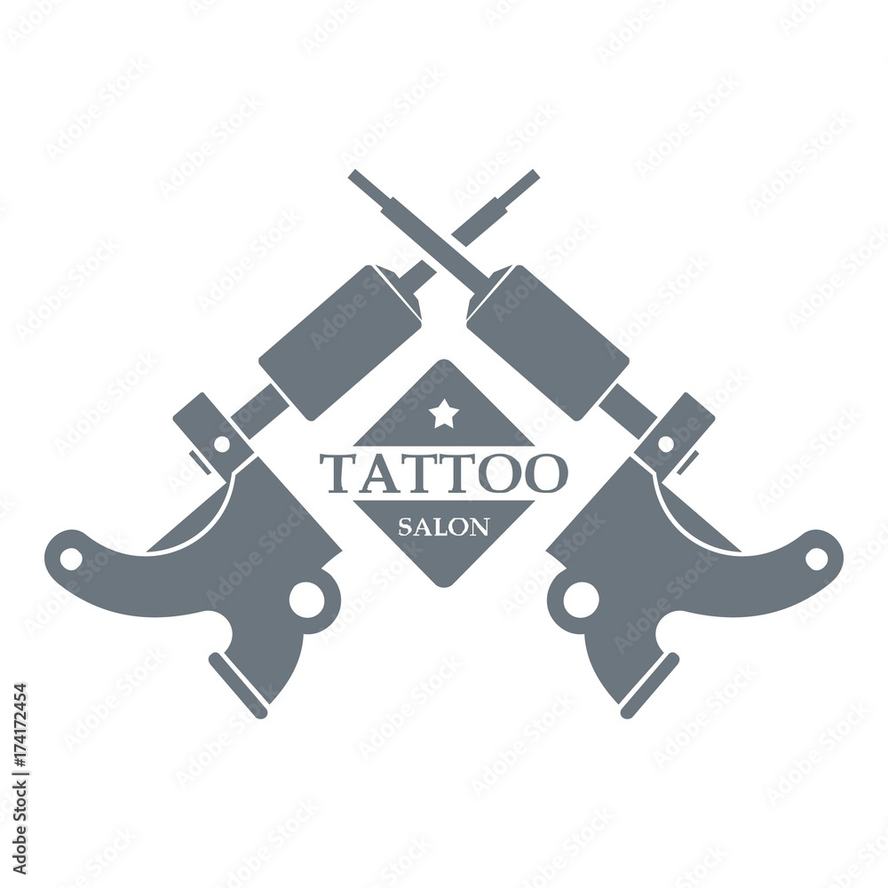 Tattoo machine logo, simple gray style Tattoo machine logo, simple gray style