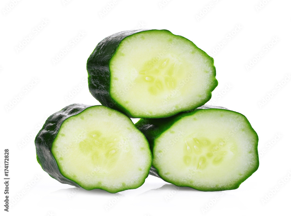 slice of fresh japanese cucumber, suhyo or zucchini isolated on white background, healthy vegetables slice of fresh japanese cucumber, suhyo or zucchini isolated on white background, healthy vegetables