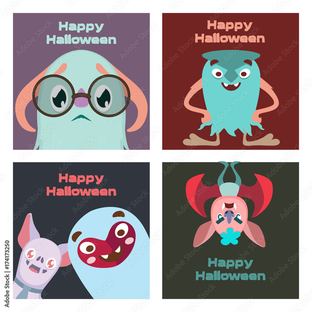 Cute monster Halloween greetings Cute monster Halloween greetings