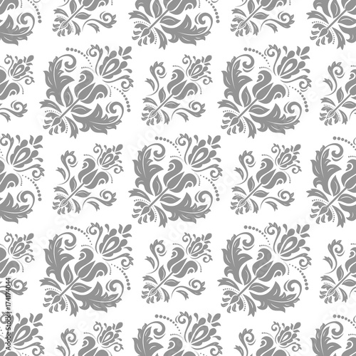 Classic seamless vector silver pattern. Traditional orient ornament. Classic vintage background