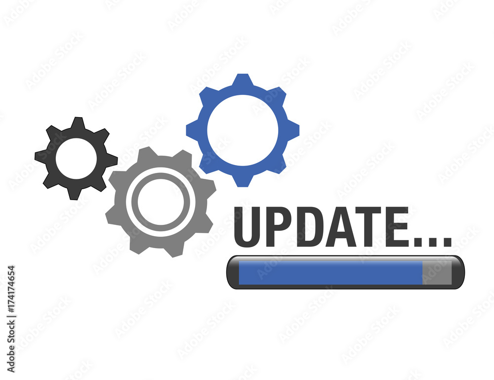 update wird durchgeführt drei zahnräder grau blau update wird durchgeführt drei zahnräder grau blau