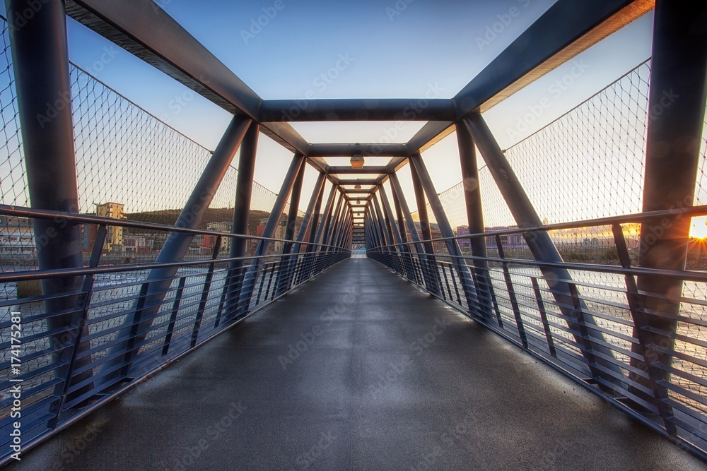 The Trafalgar Bridge is a pedestrian and cycle bridge located at the barrage crossing over the barrage lock on the river Tawe, Swansea, South Wales, UK The Trafalgar Bridge is a pedestrian and cycle bridge located at the barrage crossing over the barrage lock on the river Tawe, Swansea, South Wales, UK