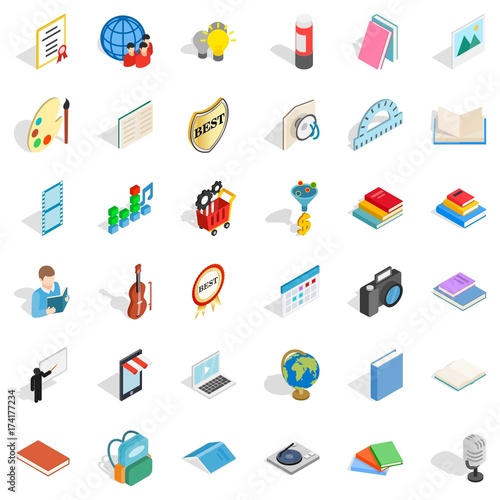 Paper icons set, isometric style