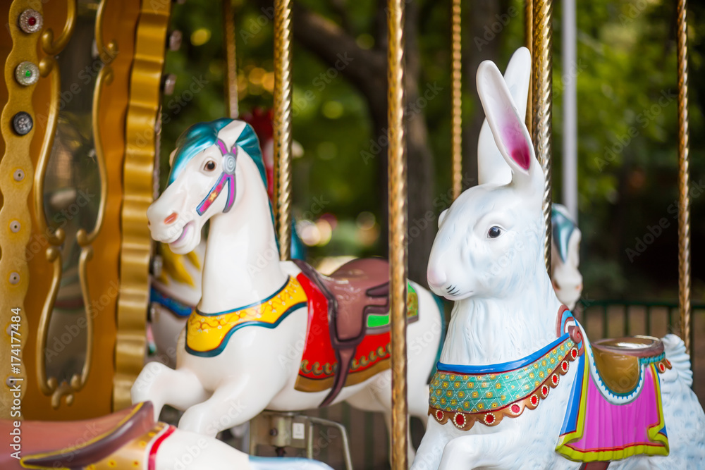  Merry-go-round with horses and other animals.
