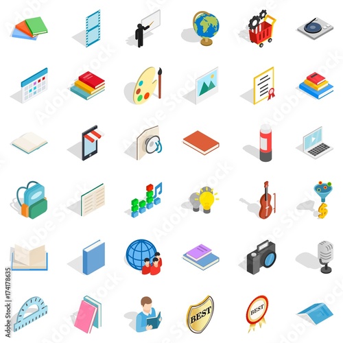 Wallpaper Mural Reading icons set, isometric style Torontodigital.ca