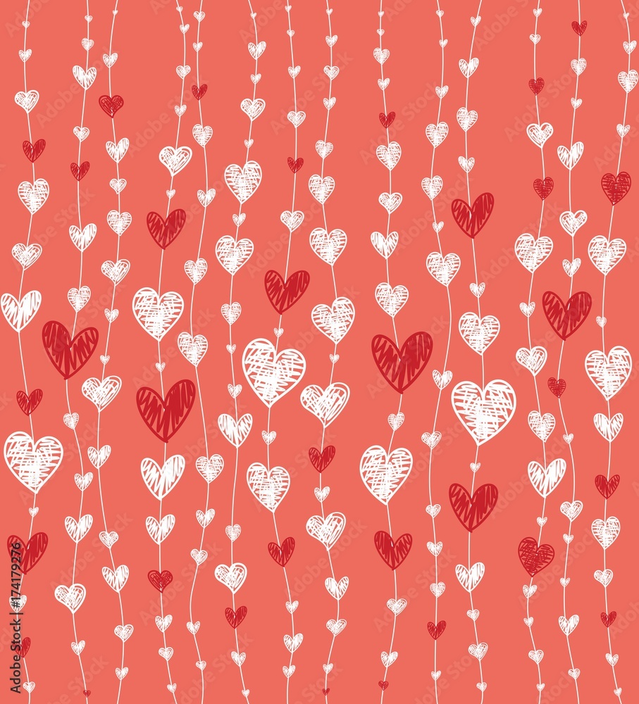 Red pattern with hearts Red pattern with hearts