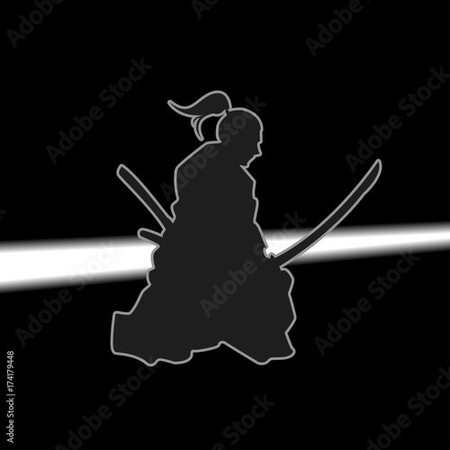 A Japanese Samurai Holding the Katana 