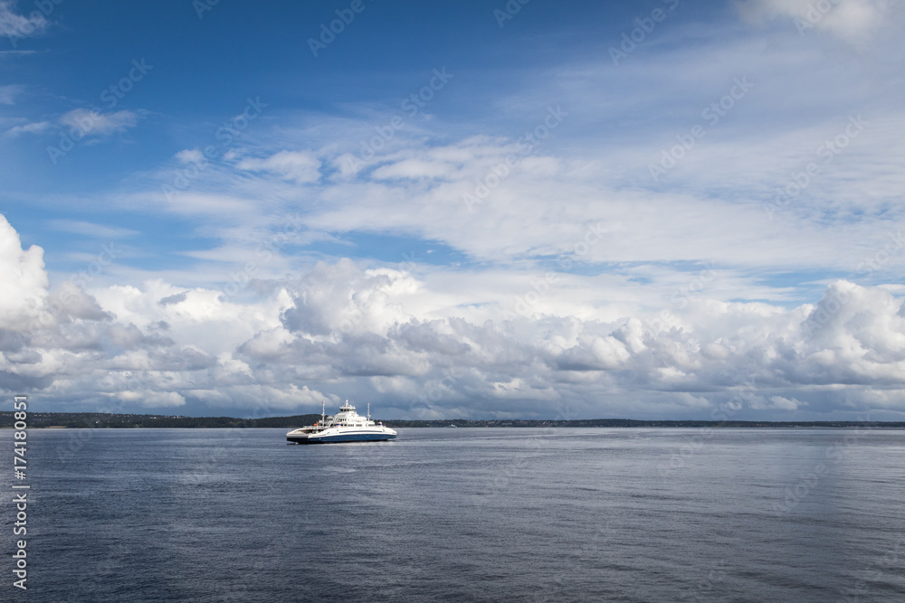 Horten - Moss Ferry crossing Oslofjord in Norway Horten - Moss Ferry crossing Oslofjord in Norway