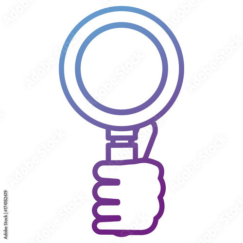 hand human with magnifying glass isolated icon