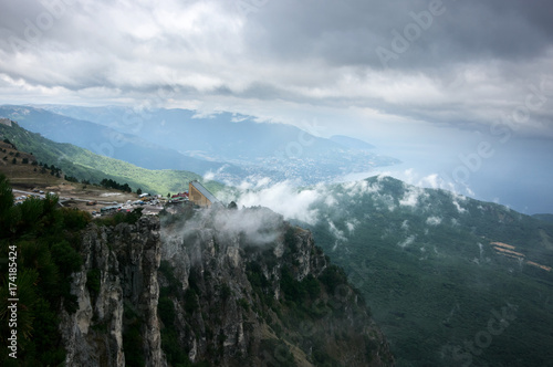 Cableway station on steep cliff