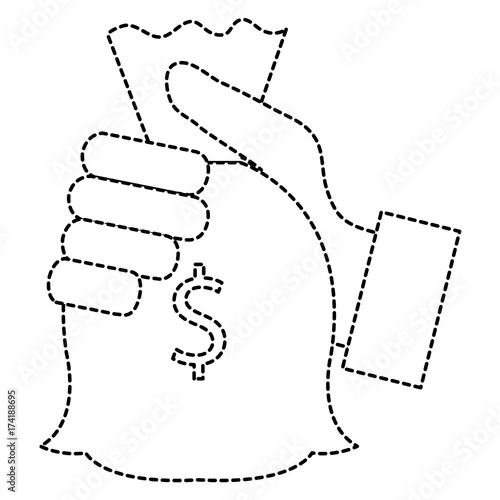 hand human with money bag isolated icon vector illustration design © Gstudio