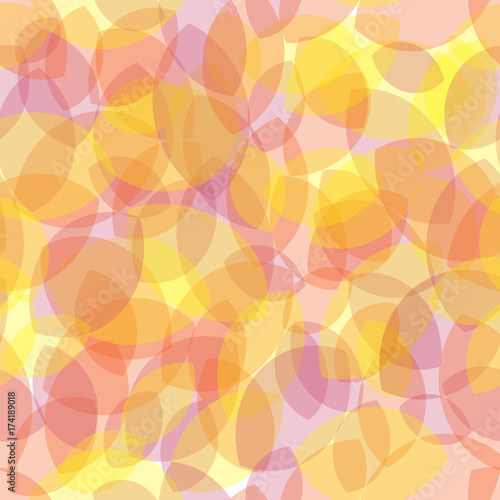 Seamless pattern with yellow leaves. Transparent leaves on a light background.
