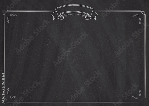 Blank certificate menu blackboard background with retro border