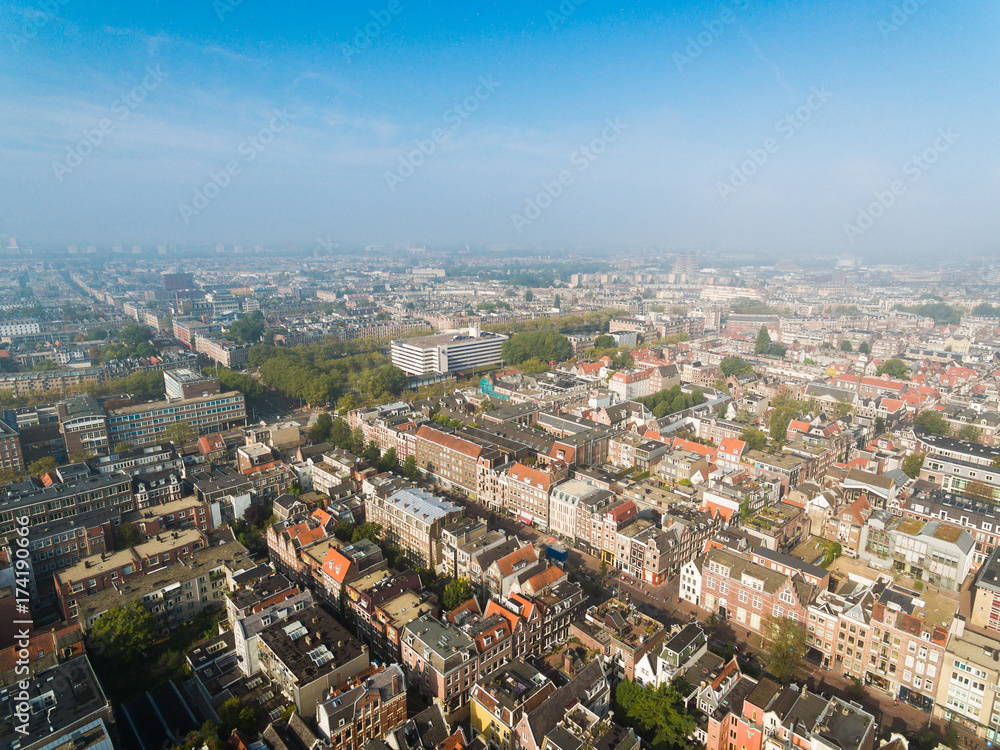 Foggy Amsterdam, view from above