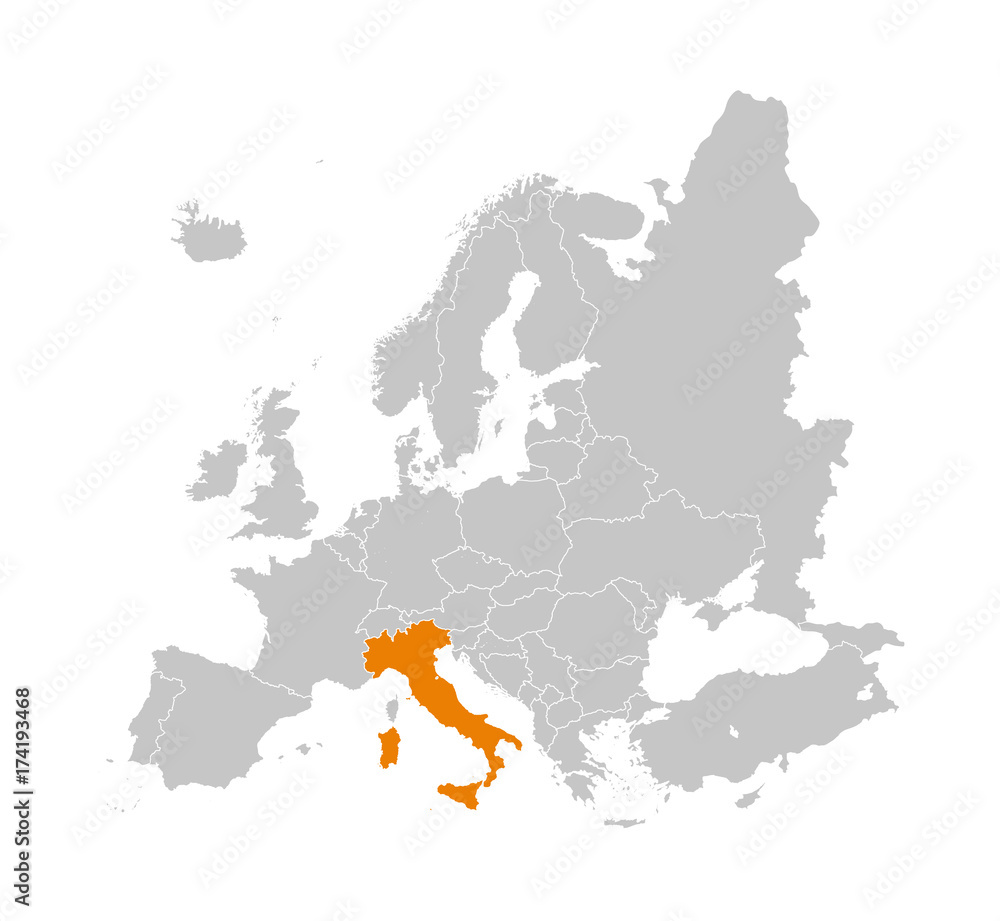Obraz premium Italia na mapie Europy