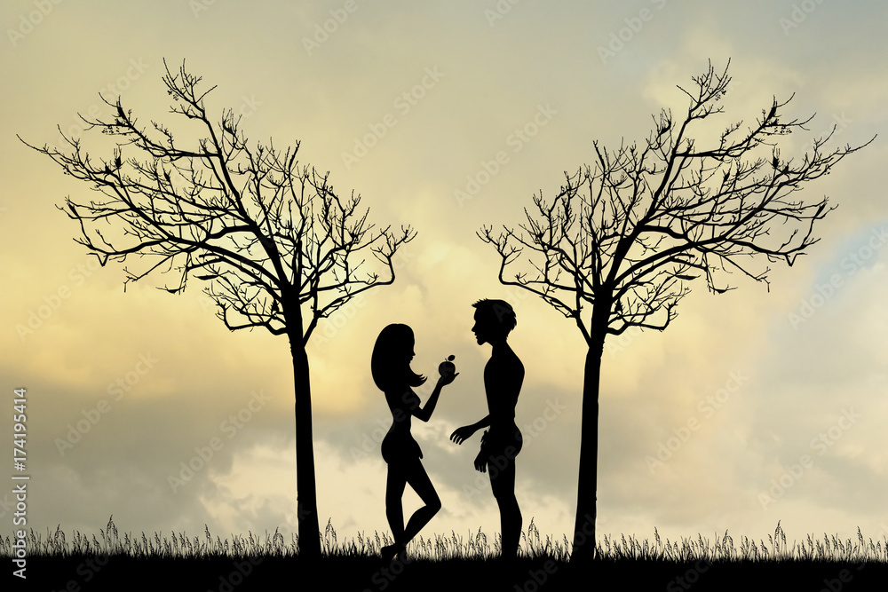 Adam and Eve in the Eden garden Adam and Eve in the Eden garden