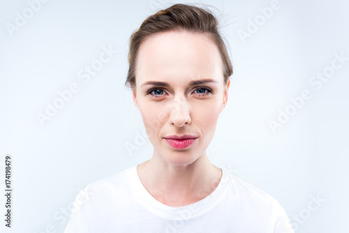 woman in white t-shirt