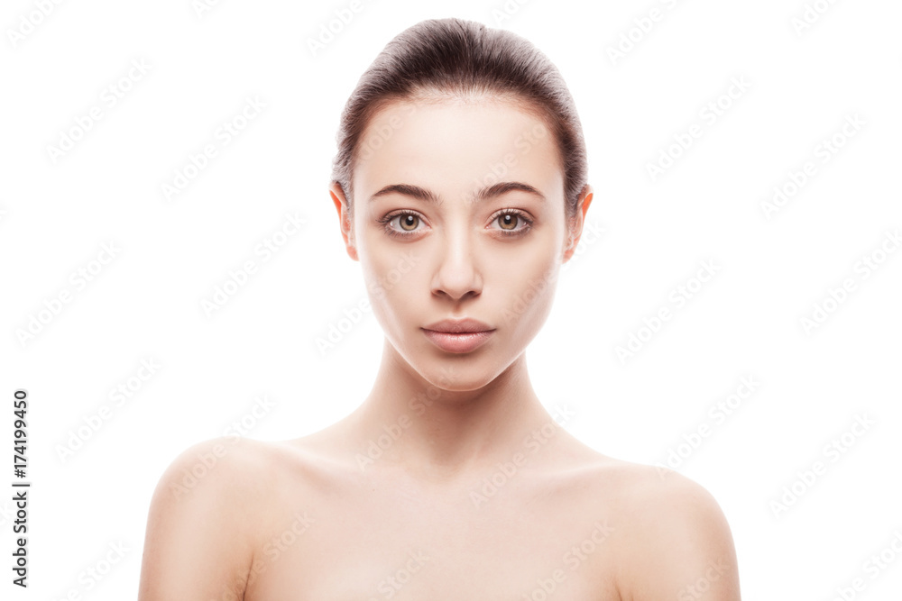 closeup portrait of young woman with clean fresh skin closeup portrait of young woman with clean fresh skin