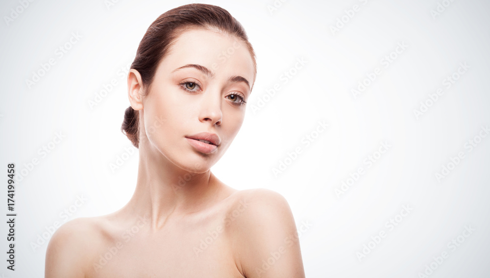 closeup portrait of young woman with clean fresh skin closeup portrait of young woman with clean fresh skin