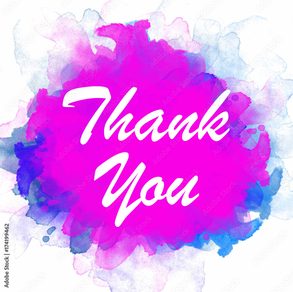 Thank you Text in Watercolor Background Stock Vector | Adobe Stock