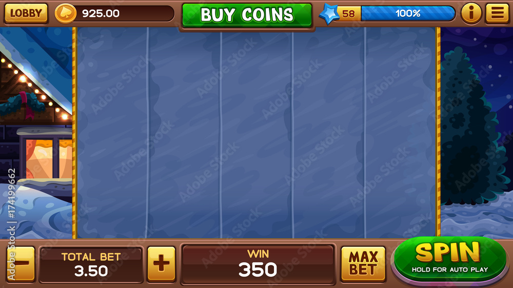 Christmas background for slots game. Vector illustration Stock Vector