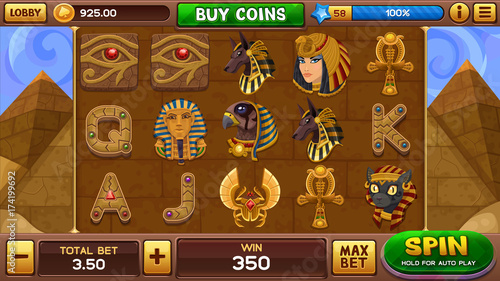 Egyptian background for slots game. Vector illustration