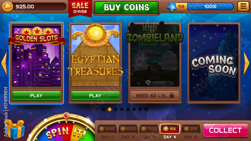 Lobby for slots games. Vector illustration