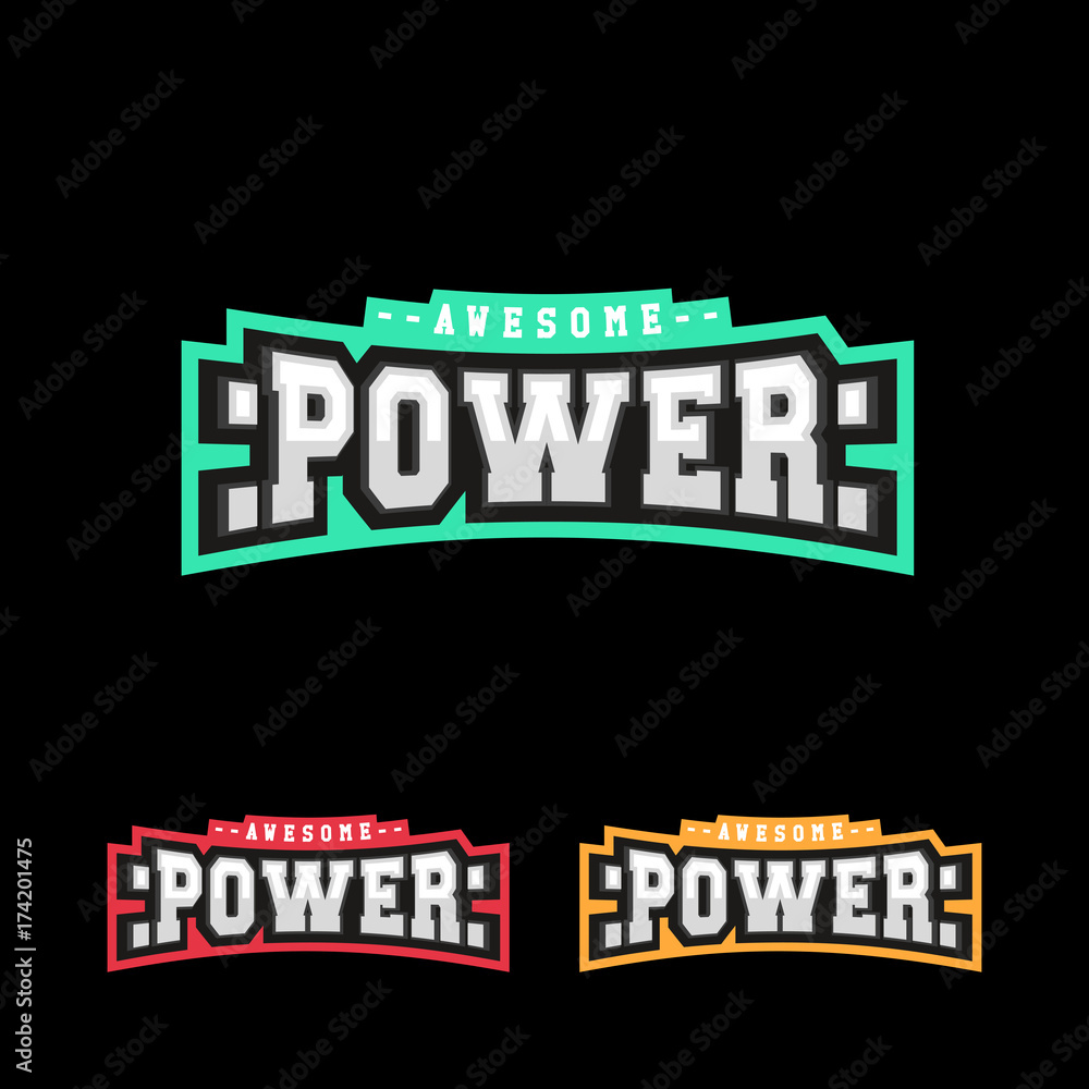 Power logo design. Retro sport strong logotype. Vector emblem