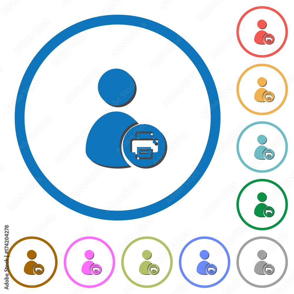 Print user account icons with shadows and outlines Print user account icons with shadows and outlines