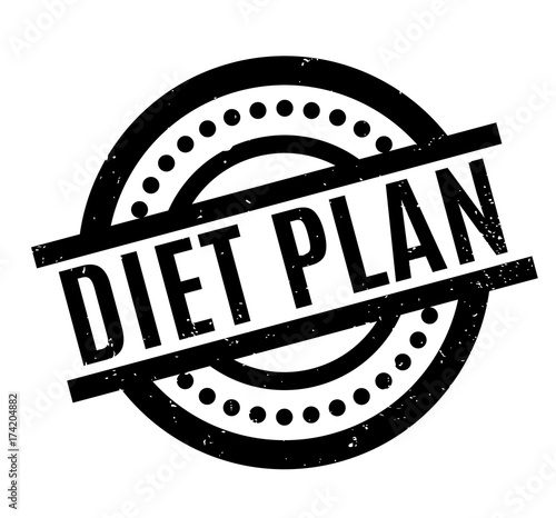 Diet Plan rubber stamp. Grunge design with dust scratches. Effects can be easily removed for a clean, crisp look. Color is easily changed.