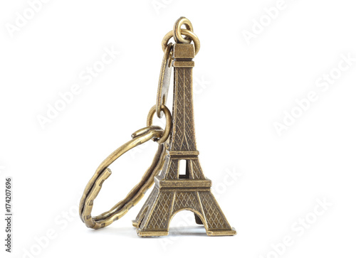 keychain Eiffel tower isolated on white