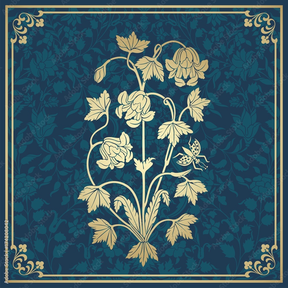 Obraz premium wedding card design, paisley floral pattern , India