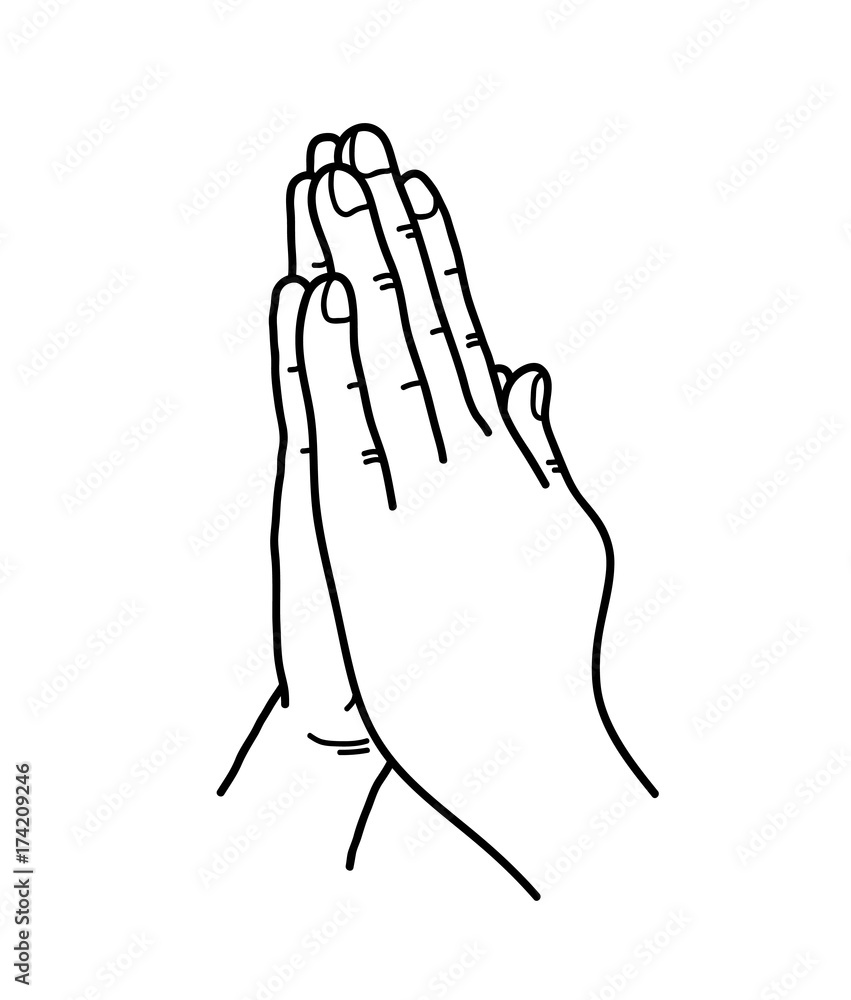 Praying Hands Doodle, a hand drawn vector doodle illustration of ...