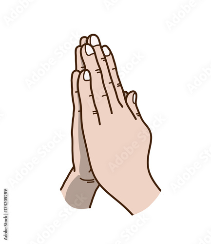 Praying Hands Vector Illustration, a hand drawn vector cartoon illustration of praying hands.