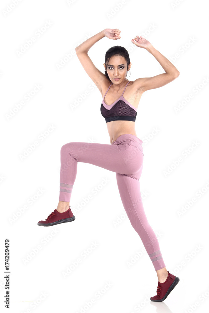 Fitness Girl in Sexy Cute Sport Bra black spandex