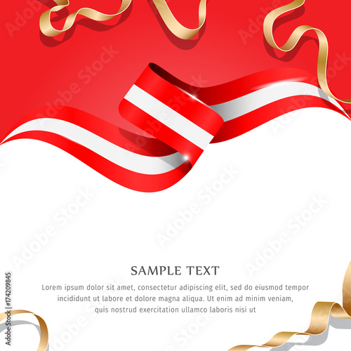 Abstract background flag. Background flag ribbon for liberty, national event, celebration, brochure, slide show, and general election. Abstract color background Austria flag ribbon vector.
