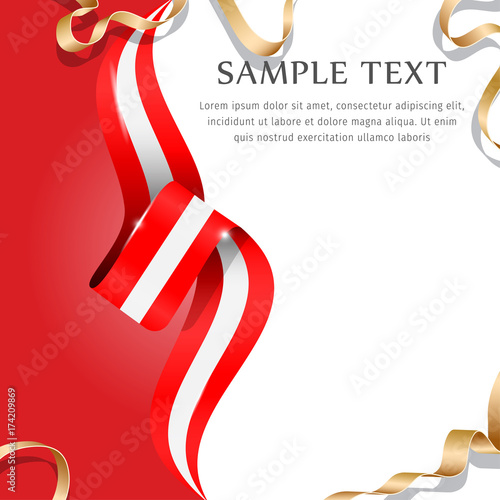 Abstract background flag. Background flag ribbon for liberty, national event, celebration, brochure, slide show, and general election. Abstract color background Austria flag ribbon vector.