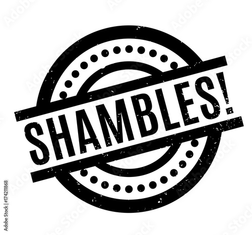 Shambles rubber stamp. Grunge design with dust scratches. Effects can be easily removed for a clean, crisp look. Color is easily changed.