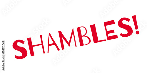 Shambles rubber stamp. Grunge design with dust scratches. Effects can be easily removed for a clean, crisp look. Color is easily changed.