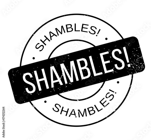 Shambles rubber stamp. Grunge design with dust scratches. Effects can be easily removed for a clean, crisp look. Color is easily changed.