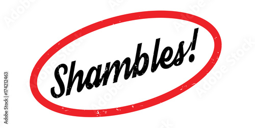 Shambles rubber stamp. Grunge design with dust scratches. Effects can be easily removed for a clean, crisp look. Color is easily changed.