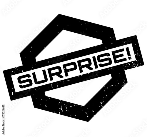 Surprise rubber stamp. Grunge design with dust scratches. Effects can be easily removed for a clean, crisp look. Color is easily changed.