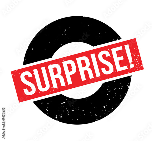 Surprise rubber stamp. Grunge design with dust scratches. Effects can be easily removed for a clean, crisp look. Color is easily changed.
