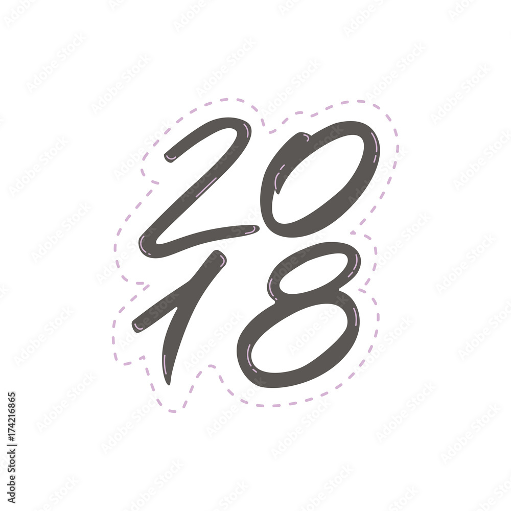 Obraz premium 2018 - symbols new year. Holiday lettering ink illustration.