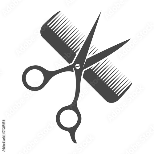 Comb and scissors icon