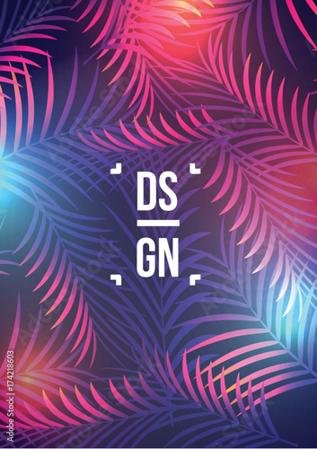 Exotic Palm Leaves Summer Tropical Design Flyer - Vector Illustration