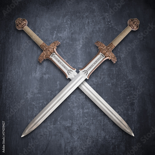 Print op canvas Crossed swords