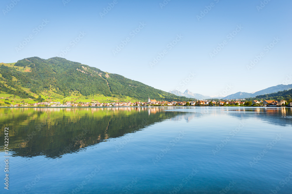 Switzerland. Arth-Goldau Small towns in Europe. Switzerland. Along the coast of Lake Zug.