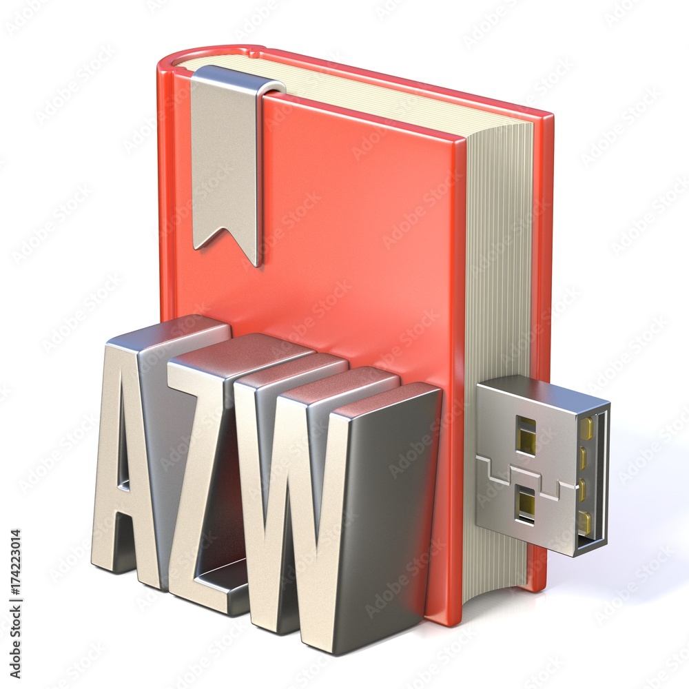 eBook icon metal AZW red book USB 3D eBook icon metal AZW red book USB 3D